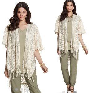 Chico’s Caitlin Ruana Crochet Cover Up Kimono